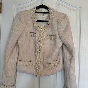 NWT Luluvia Cream Tweed Blazer with Lace Accents Size Medium